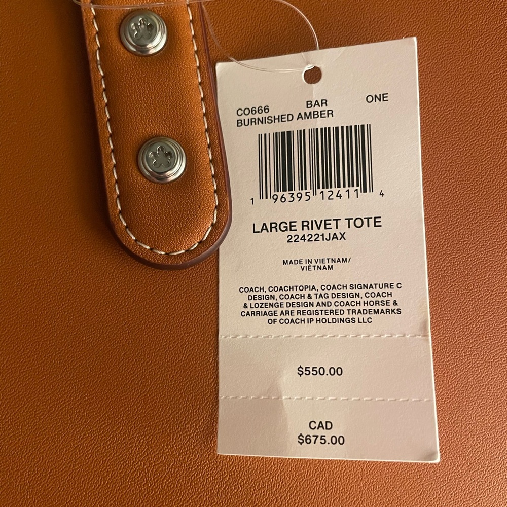 COACHTOPIA 🤎 Coach large Brown Amber Leather river lace up Tote Bag w/ Pouch NWT - Picture 10 of 16